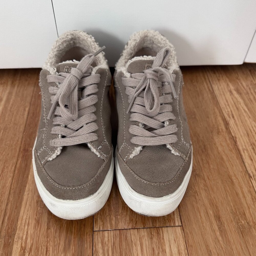 Birdies Taupe Suede Faux-Shearling Lined Tennis Shoes Sneakers | 6.5